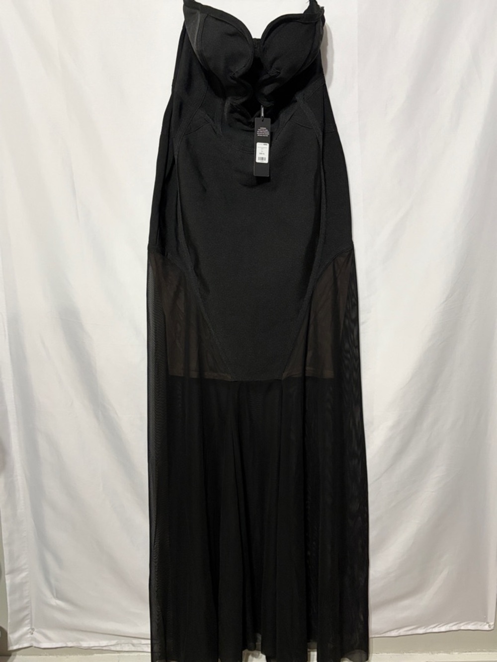Fashion Nova Black Sheer-Panel Maxi Skirt